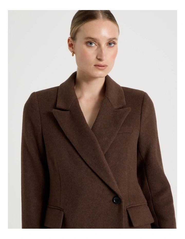 Long Tailored Coat in Dark Brown image 3