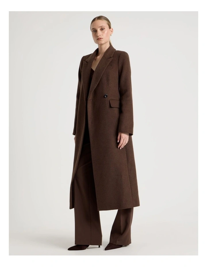 Long Tailored Coat in Dark Brown image 6