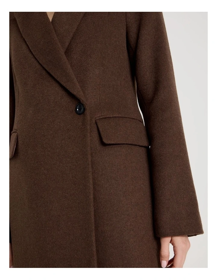 Long Tailored Coat in Dark Brown image 7