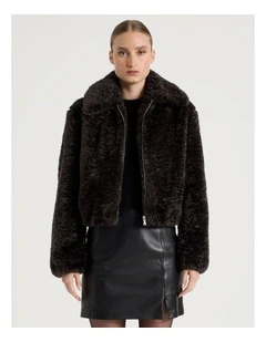 Teddy Bomber Jacket in Black