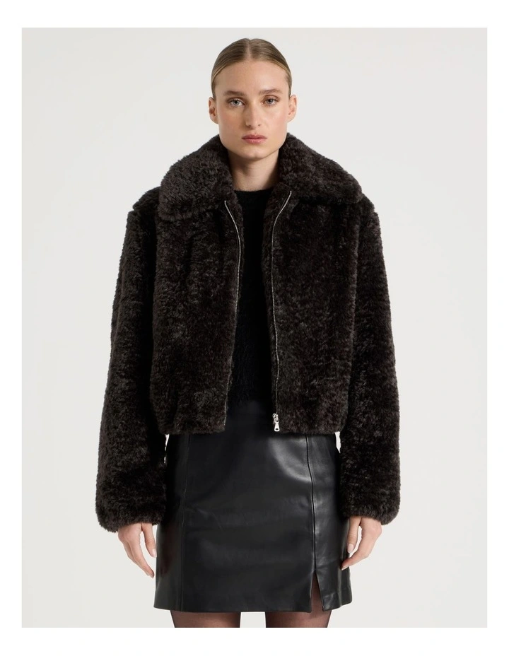 Teddy Bomber Jacket in Black image 1