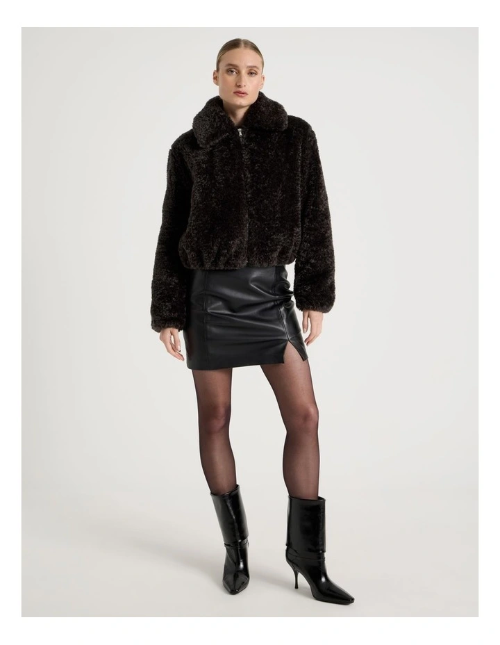 Teddy Bomber Jacket in Black image 2