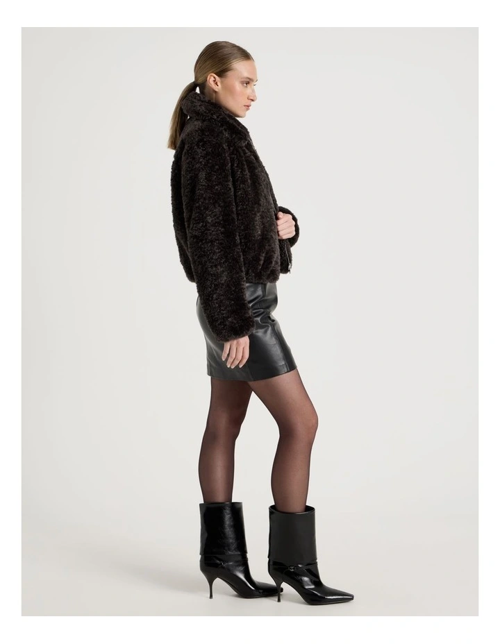 Teddy Bomber Jacket in Black image 4