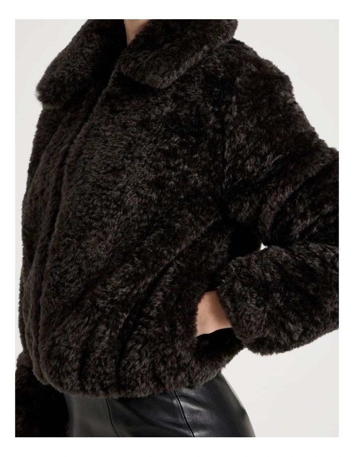 Teddy Bomber Jacket in Black image 6