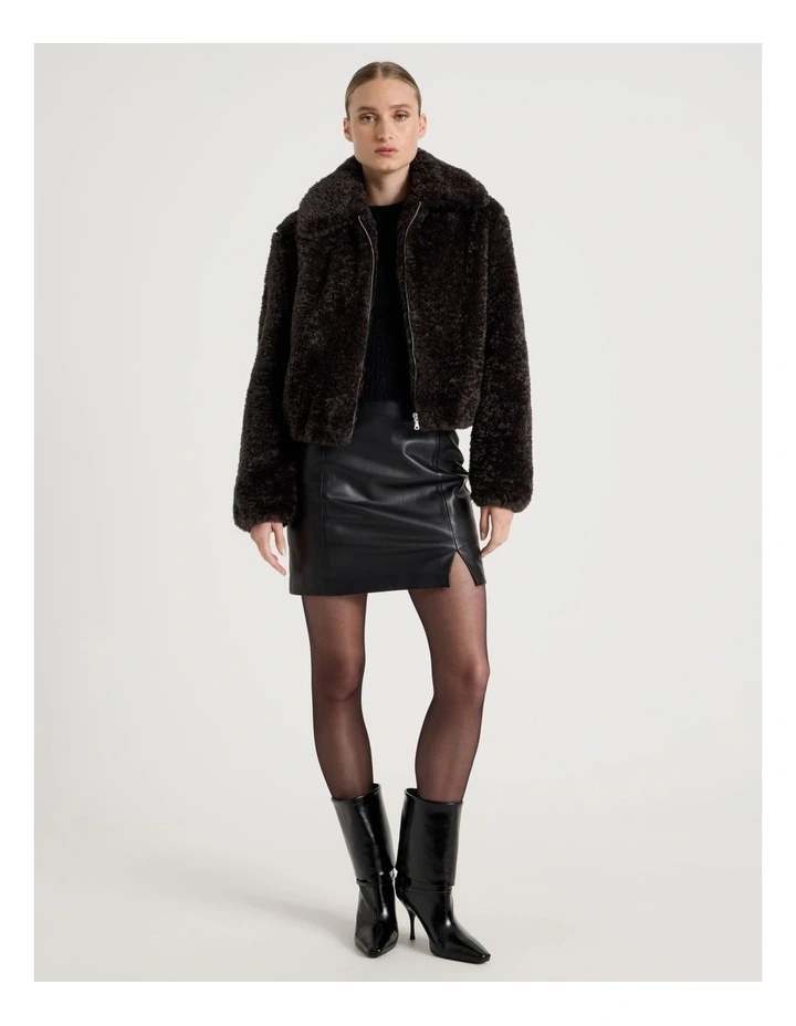 Teddy Bomber Jacket in Black image 7