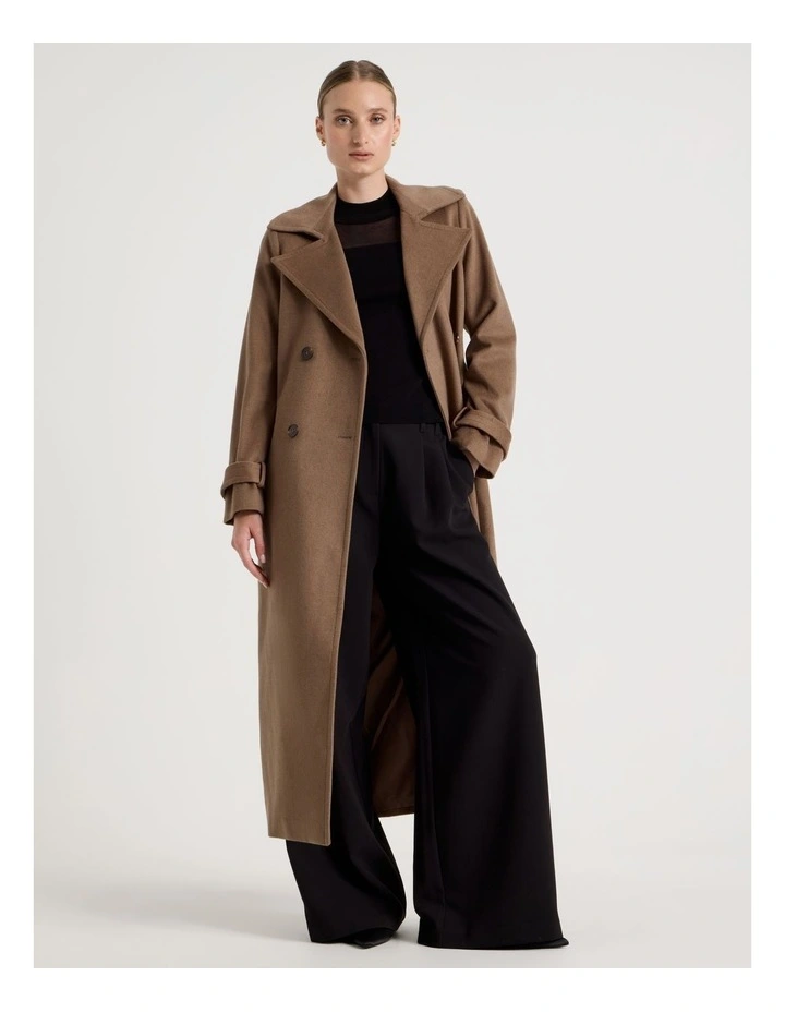 Wool Blend Trench Coat in Taupe image 2
