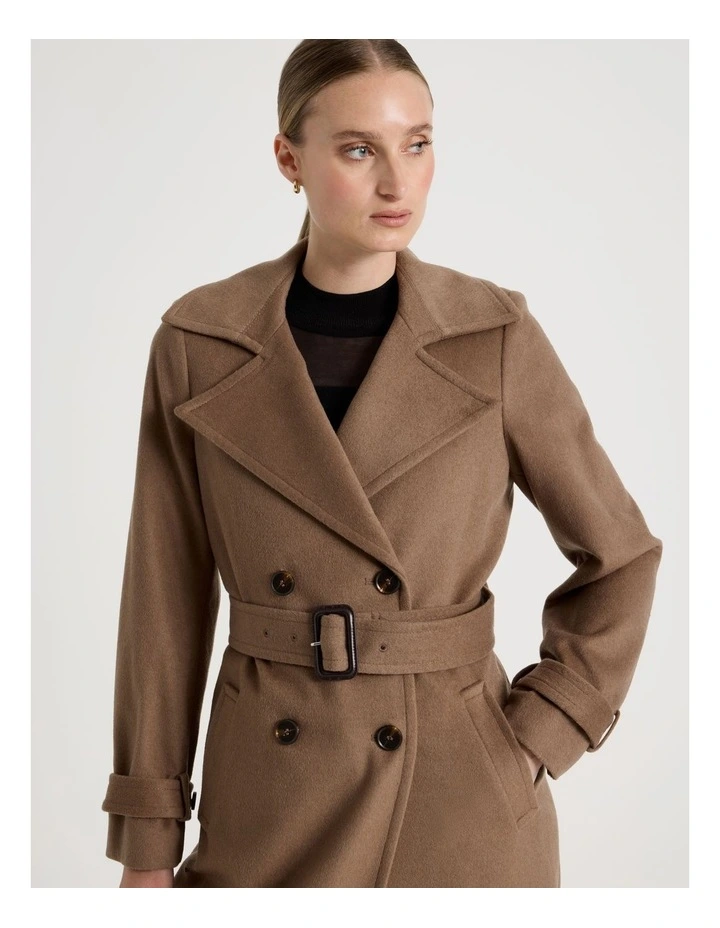 Wool Blend Trench Coat in Taupe image 3