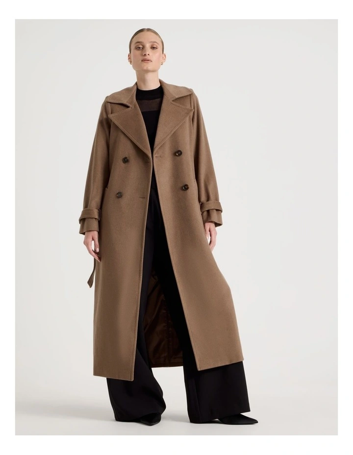 Wool Blend Trench Coat in Taupe image 4