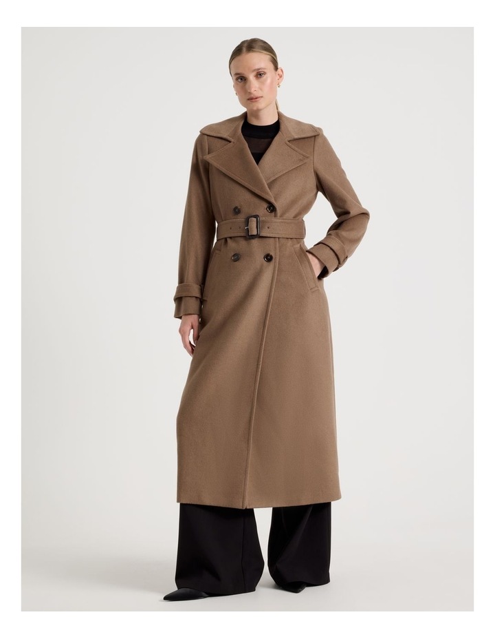 Blaq Wool Blend Trench Coat in Taupe | MYER