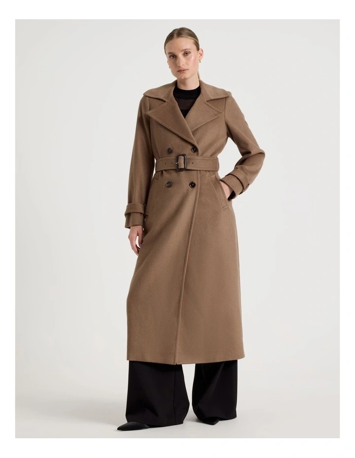 Wool Blend Trench Coat in Taupe image 5