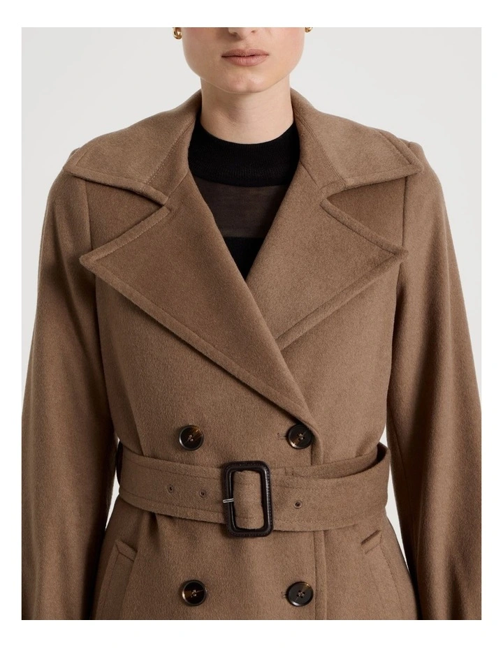 Wool Blend Trench Coat in Taupe image 7
