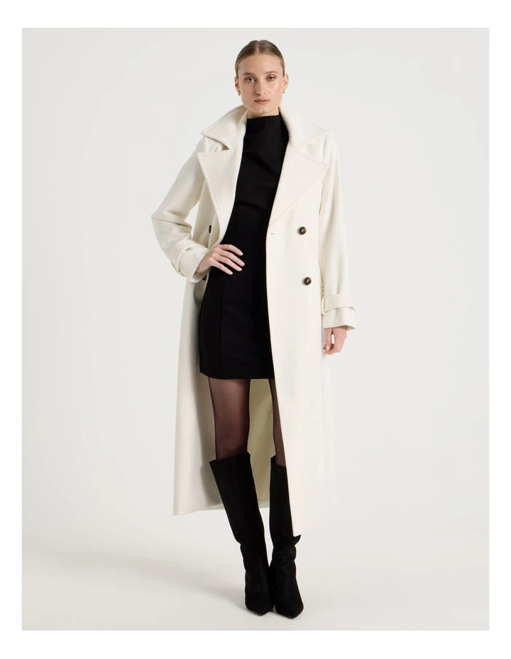 Wool Blend Trench Coat in White image 2