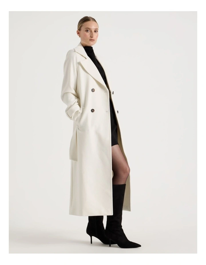 Wool Blend Trench Coat in White image 4