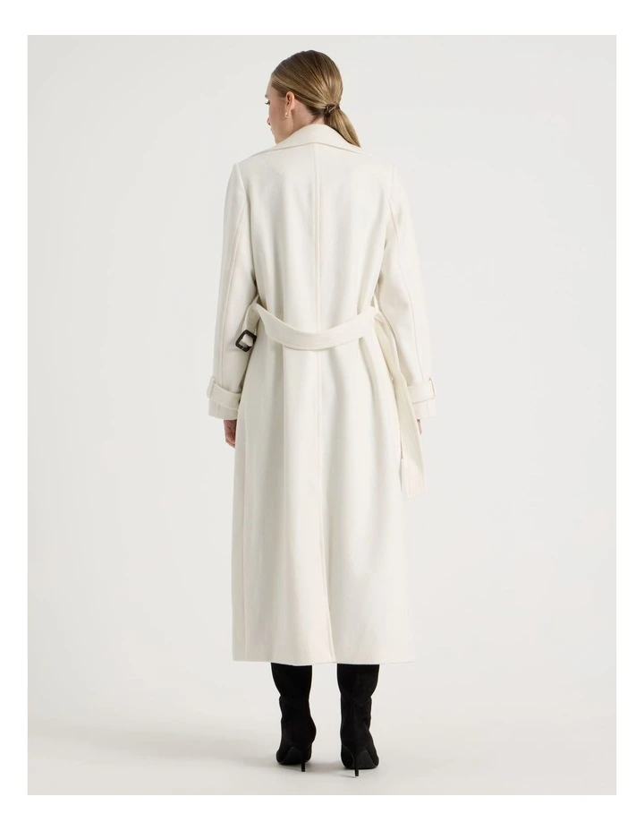 Wool Blend Trench Coat in White image 6
