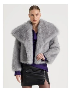 Fur Short Coat in Grey