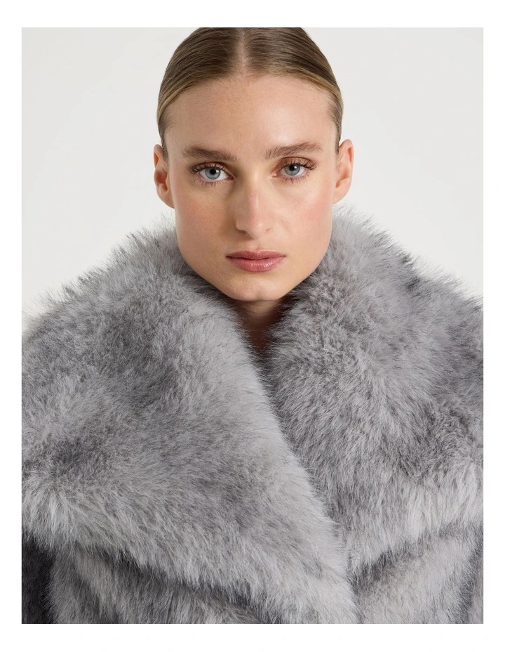 Fur Short Coat in Grey image 3