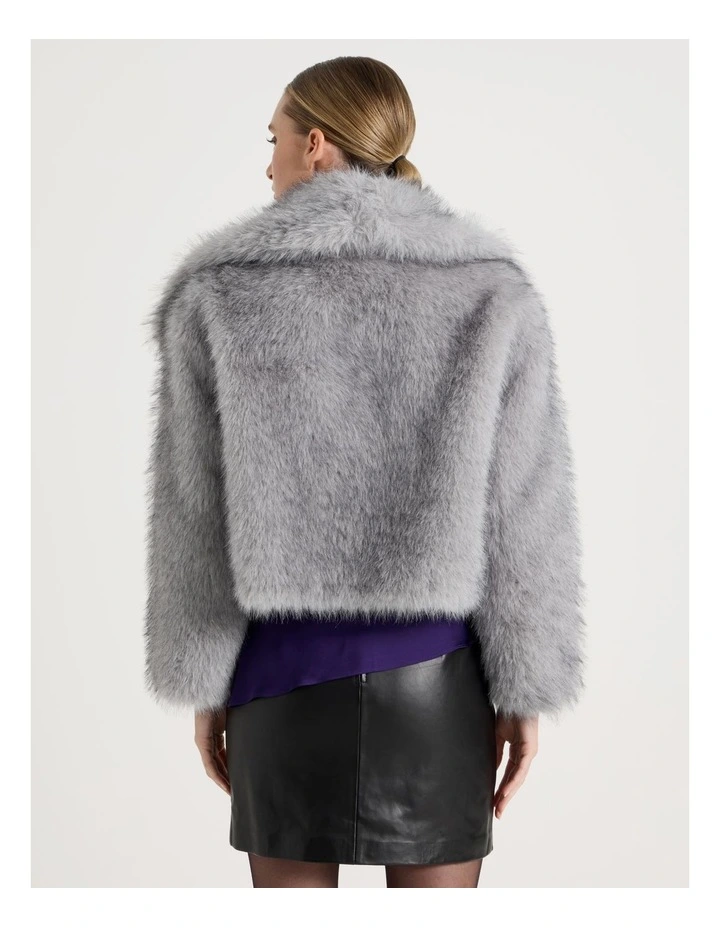 Fur Short Coat in Grey image 6