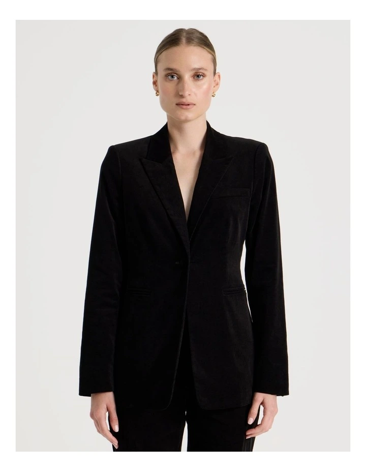 Velvet Blazer in Black image 1