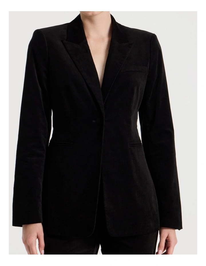 Velvet Blazer in Black image 3