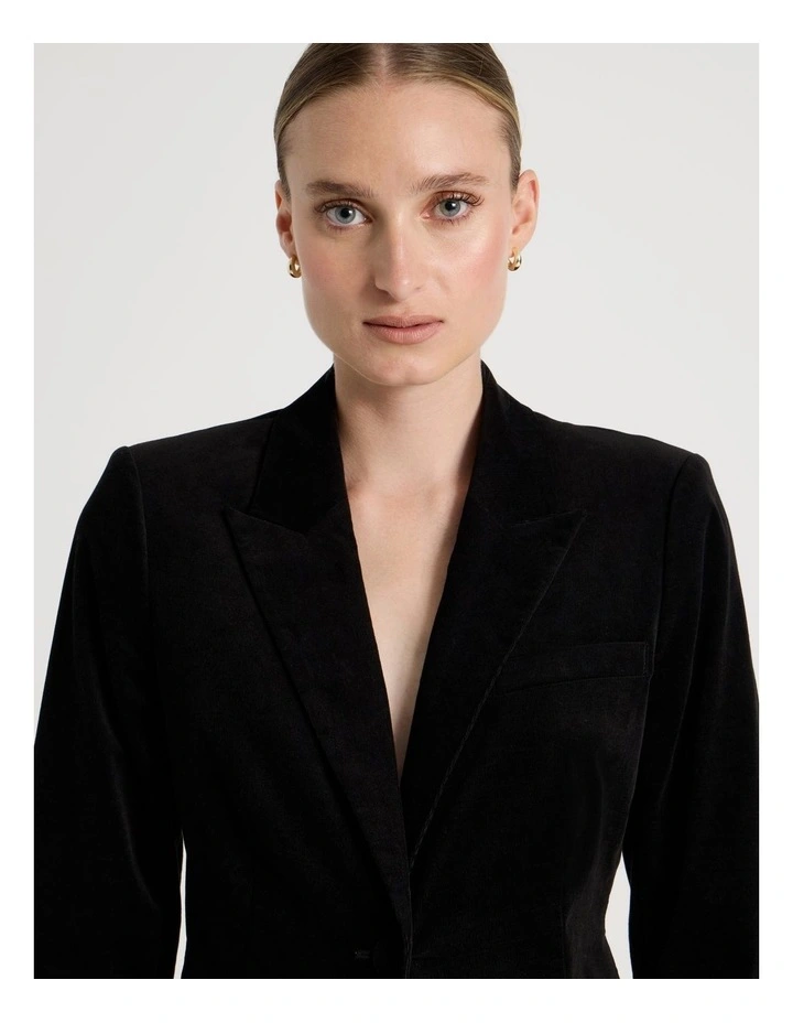 Velvet Blazer in Black image 5