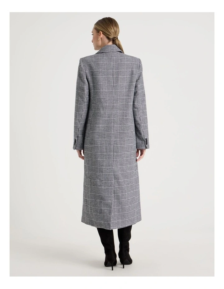 Check Double Breasted Coat in Black/White image 6