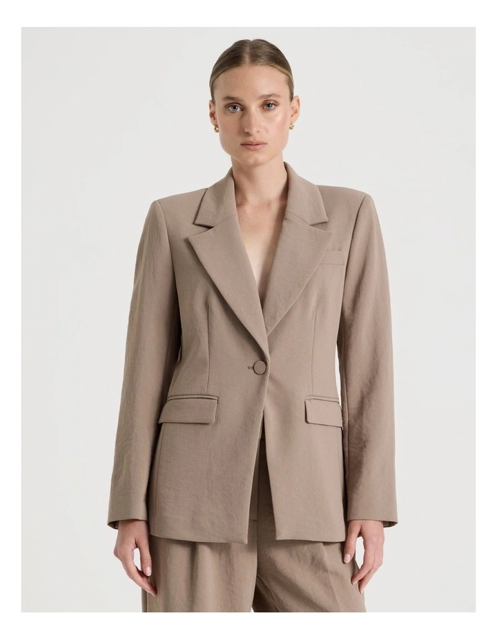 Single Breasted Blazer in Taupe image 1