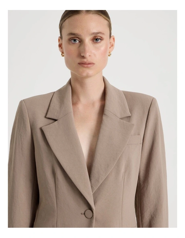Single Breasted Blazer in Taupe image 3