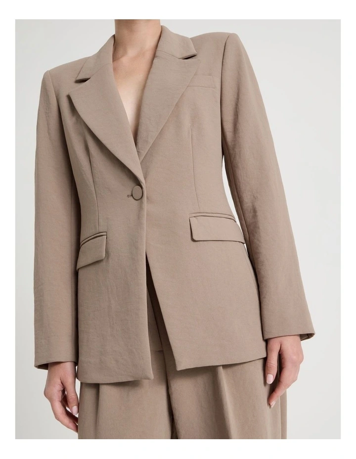 Single Breasted Blazer in Taupe image 4