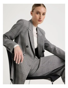 Check Double Breasted Blazer in Black/White