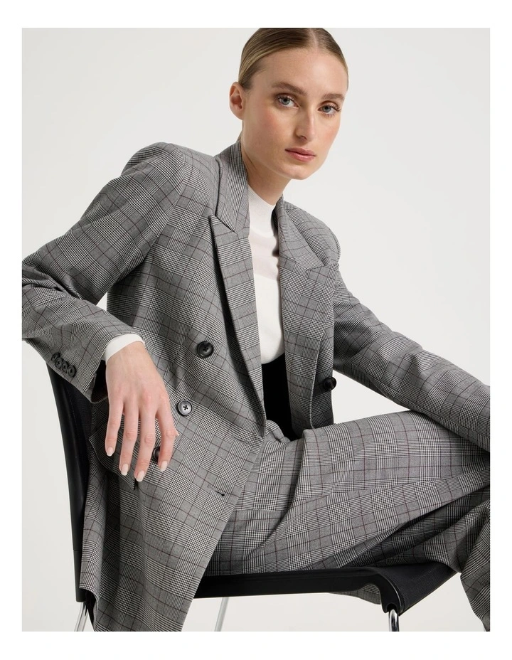 Check Double Breasted Blazer in Black/White image 1