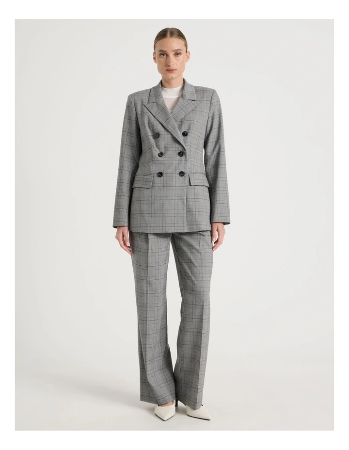 Check Double Breasted Blazer in Black/White image 3