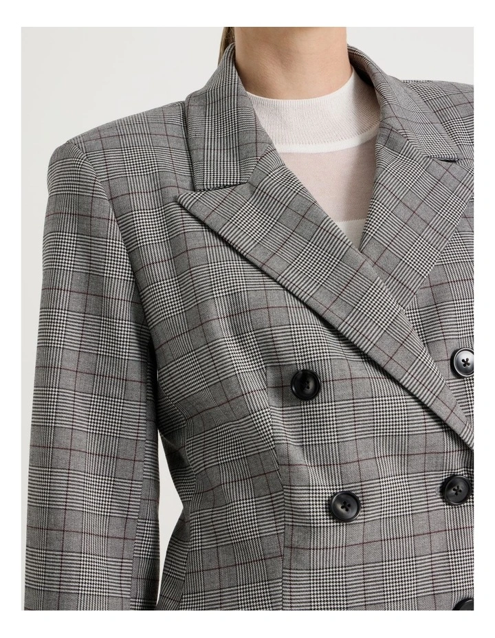 Check Double Breasted Blazer in Black/White image 4