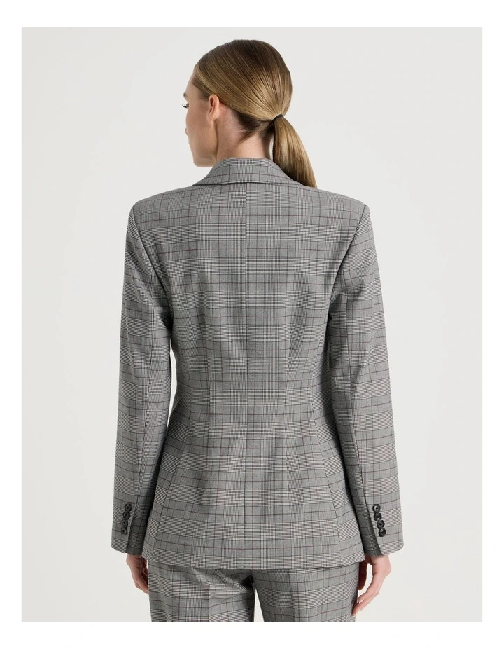 Check Double Breasted Blazer in Black/White image 6