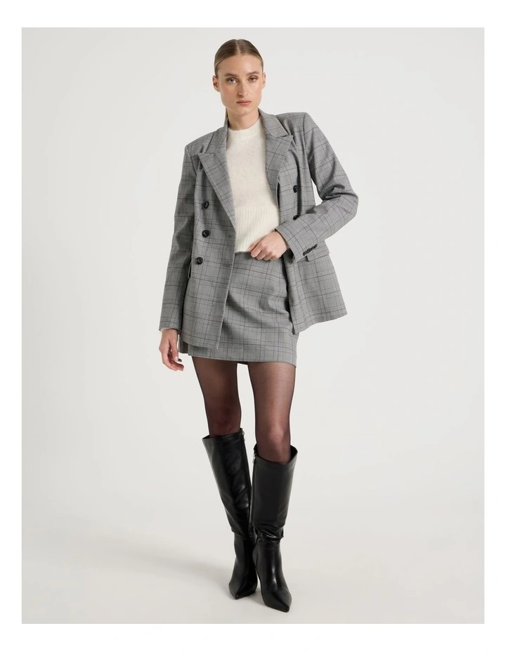 Check Double Breasted Blazer in Black/White image 7