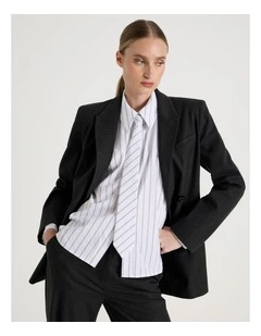 Flannel Blazer in Charcoal