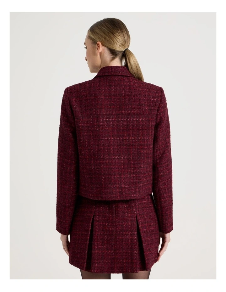 Boucle Cropped Jacket in Red image 6
