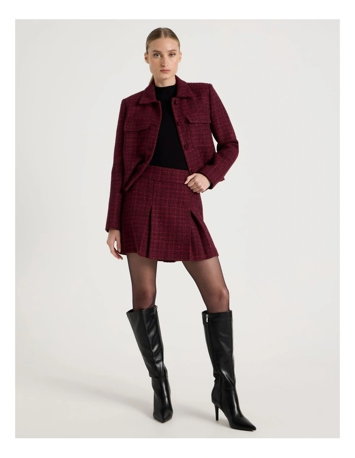 Boucle Cropped Jacket in Red image 7
