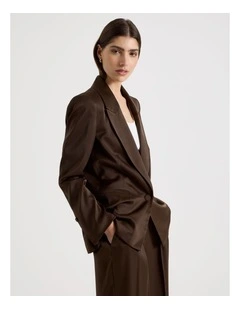 Satin Oversized Blazer in Brown