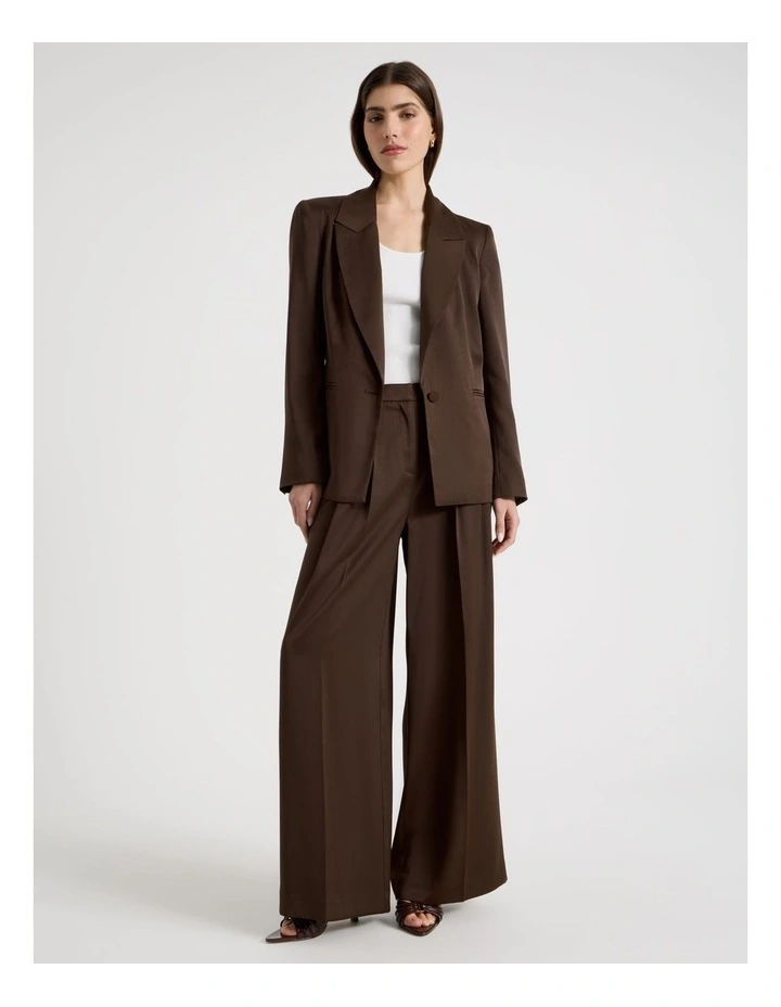 Satin Oversized Blazer in Brown image 2