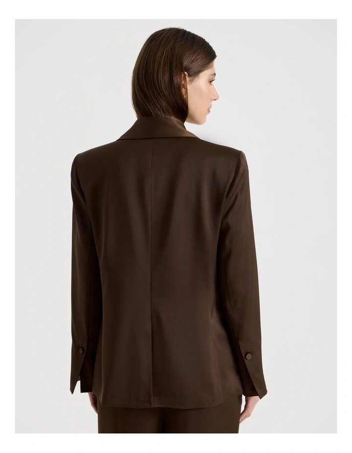 Satin Oversized Blazer in Brown image 6