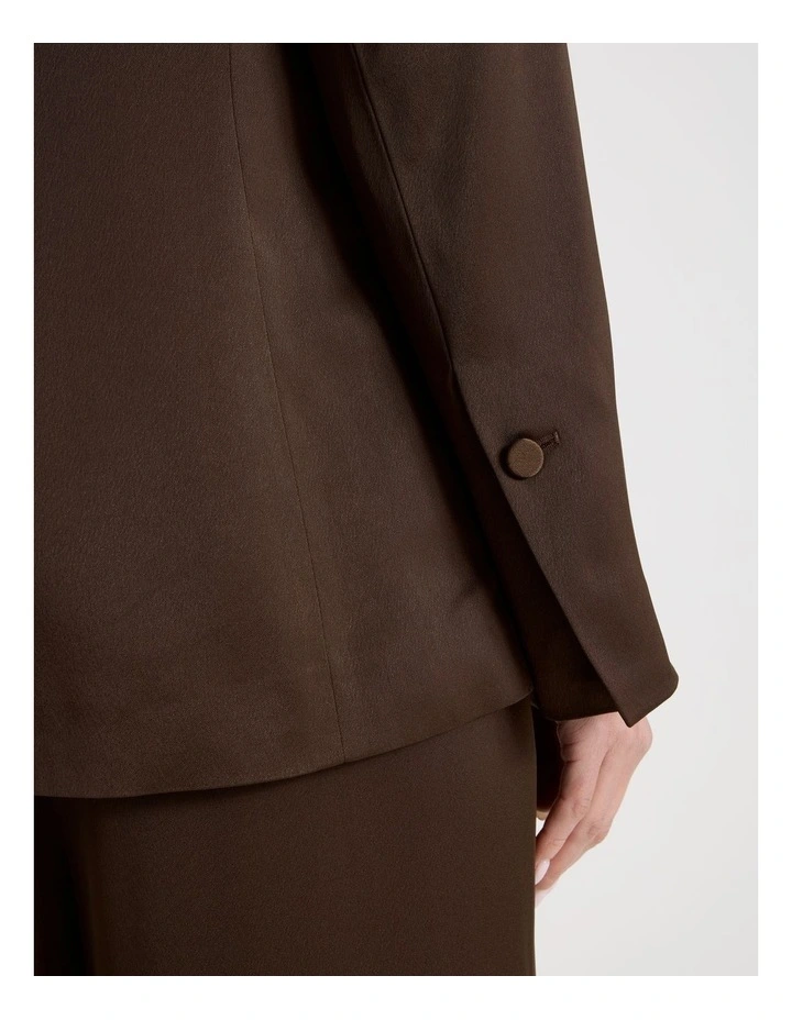 Satin Oversized Blazer in Brown image 7