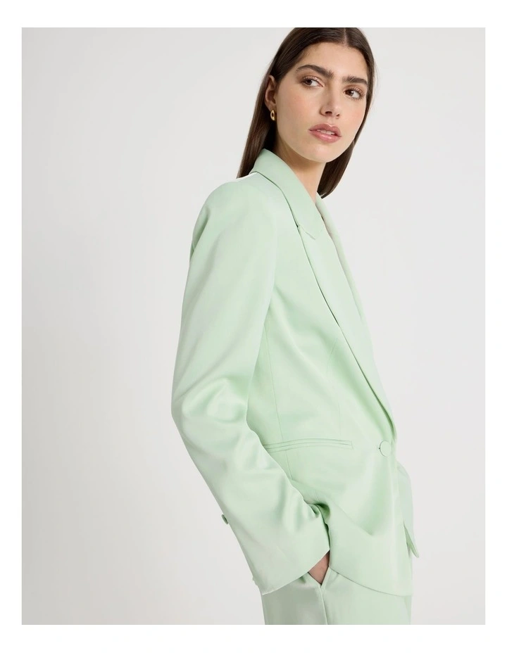 Satin Oversized Blazer in Mint image 4