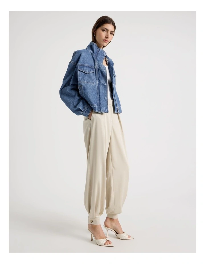 Denim Funnel Neck Jacket in Denim image 7