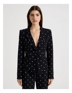Spot Single Breasted Blazer in Black/White
