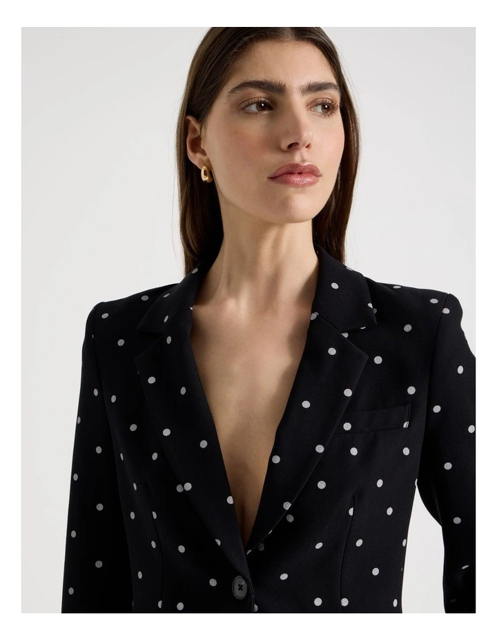 Spot Single Breasted Blazer in Black/White image 4
