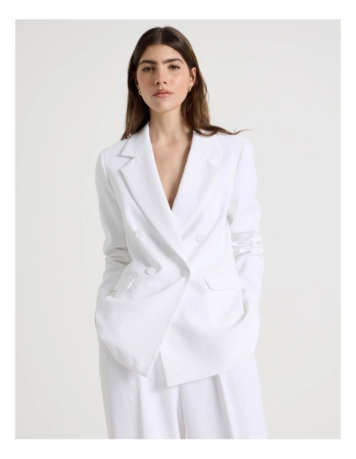 Double Breasted Blazer in White image 1