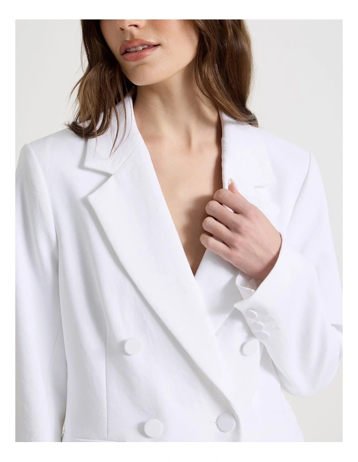 Double Breasted Blazer in White image 3