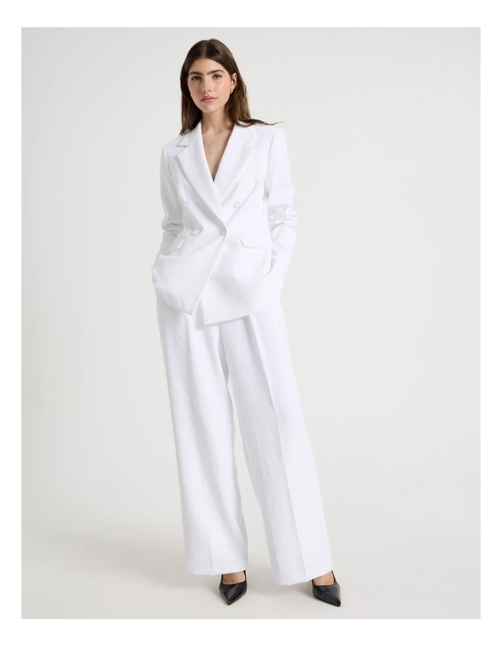 Double Breasted Blazer in White image 4