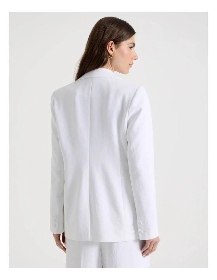 Double Breasted Blazer in White image 6