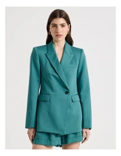 Twill Blazer in Teal